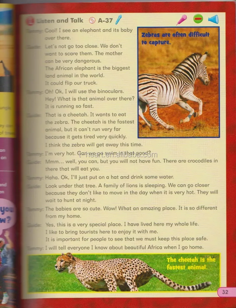 primary school students listening and talking pen english books