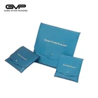 Blue Leather Bag Leather Navy Blue Portable PU Leather Jewelry Bag Foil Stamp On Surface