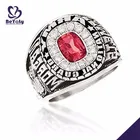 Stone Ruby Ring Emerald Stone Ring Army National Guard Cubic Stone Ruby Emerald Silver Ring