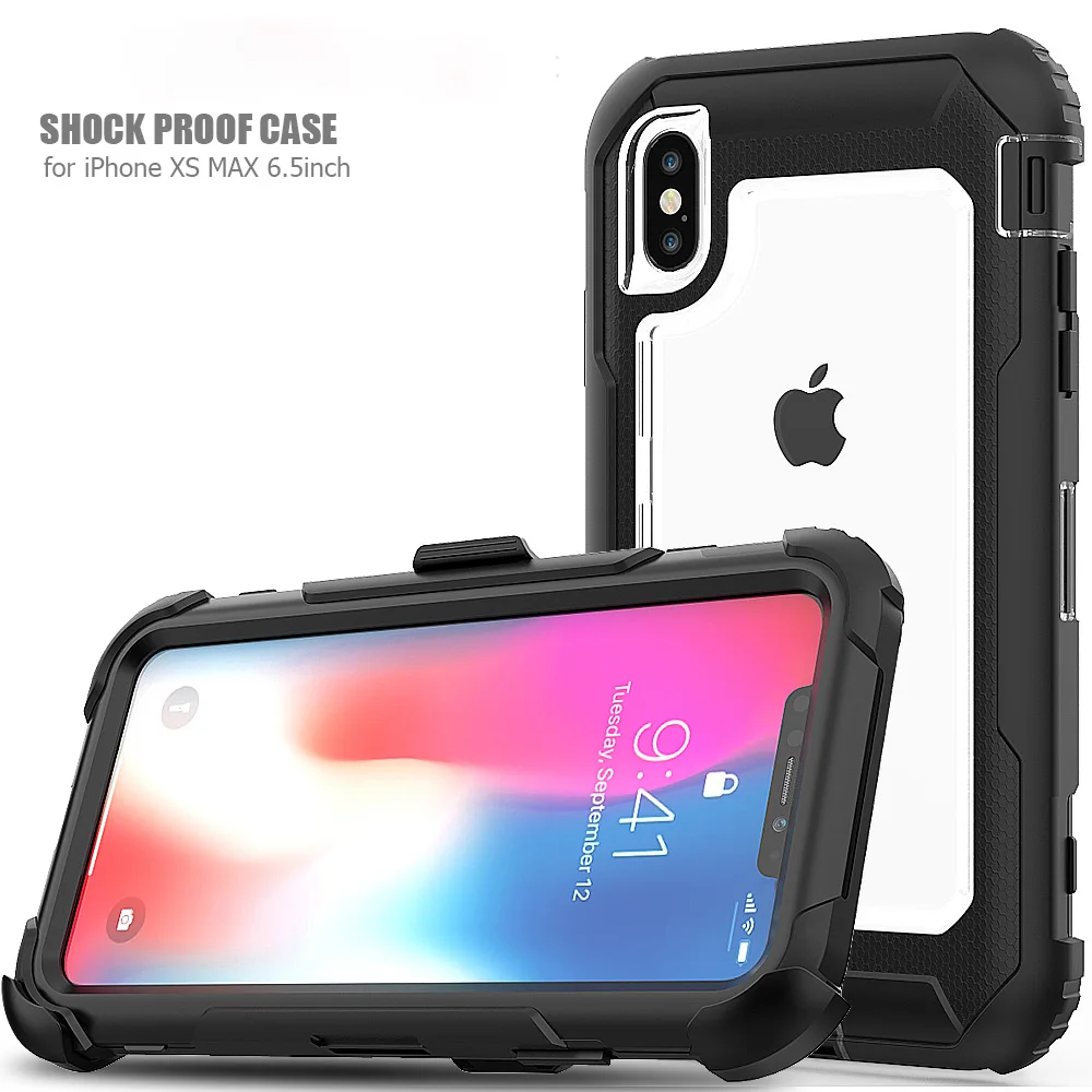 Capa De Borracha De Silicone Resistente Para Iphone,Resistente À Queda,Para  Iphone Xs Max 6.5,Pc Transparente,Capa Traseira Com Coldre De Deslizamento  - Buy Xs Max Heavy Duty Borracha De Silicone Caso Para O