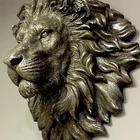 Wall Resin Animal Sculpture High Quality Family Decorated Animal Bronze Or Resin Lion Head Wall Sculpture