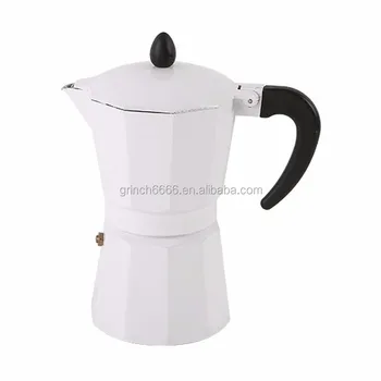 Aluminum Stovetop Espresso Maker 6 Cup Moka Pot White