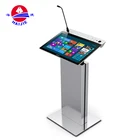 Multimedia Digital Podium Luxury Modern Electronic Steel Podium Multimedia Pulpit Designs Screen New Style Digital Lectern