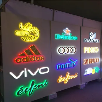 Custom illuminated channel letters shop store front door advertising led back lit channel sign