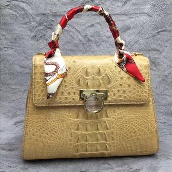 New arrival italian hard leather handbags women crocodile handbag luxury design ladies handbag real crocodile genuine leather