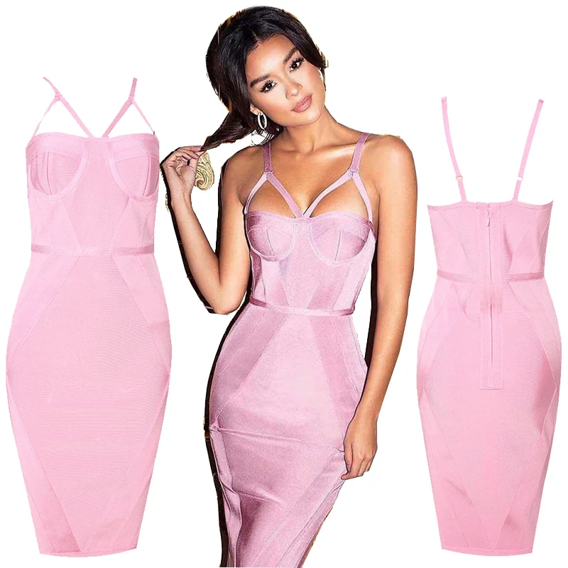 Ladies Clothes Sexy Evening Party Bandage Pink Dress
