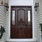 Doors BOMEI Factory High Technology Finished Front Wooden Doors With Insert Glass