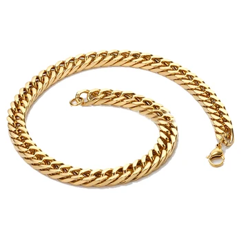 OUMI Factory Price Dubai new gold chain design for men 6 mm-18 mm stainless steel gold plated filled chain necklace