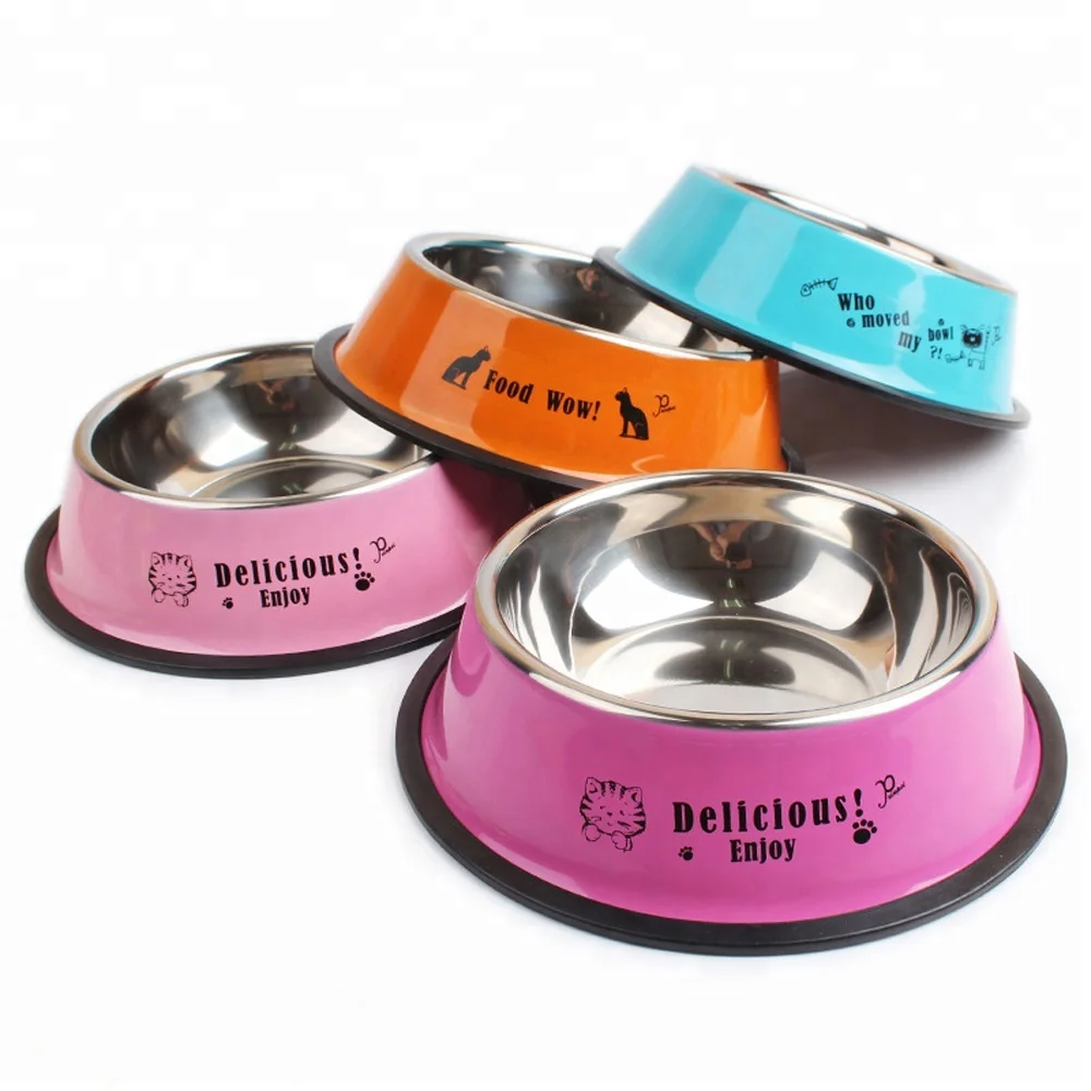 Petfamily Stainless Steel Bowl Colorful Cartoon Dog Bowl Or Cat Dish With  Non-slip Rubber Bottom - Buy Cartoon Dog Bowl,Stainless Steel Pet Bowl,Rubber  Bottom Dog Bowl Product on 
