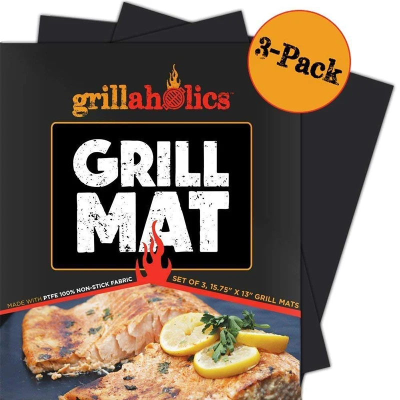 Copper Grill Mats Oven Liner Set of 2 Non-Stick Heavy Duty Reusable Washable Dishwasher Safe Bake for BBQ Charcoal Outdoor Electric Gas Grille 13 X 15.75 