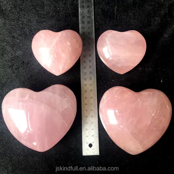 Wonderful natural heart shaped pink quartz rose quartz crystal heart carved craft for wedding decoration or gift