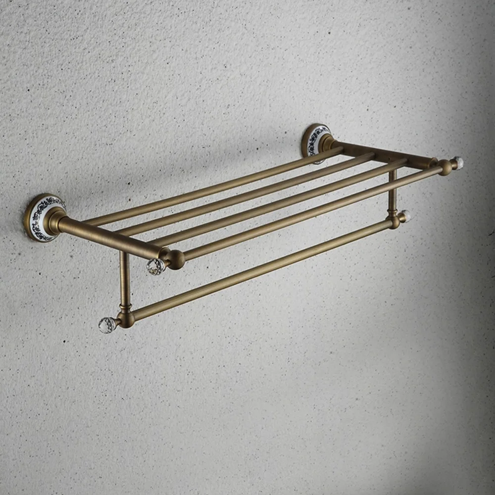 Antique Brass Single Towel Bar Wall Mount Bathroom Towel Rack Holder Bronze 