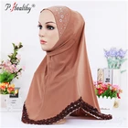 Piece Shawl Shawls Ladies New Fashion Lace Stud 1 Piece Underscaerf Shawl Scarf Lycra Plain Dyed Women Muslim Scarf Shawls