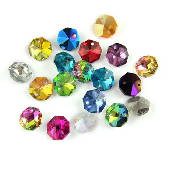 Various Color 14mm Other Home Decor Glass Octagon Beads Glass Loose Beads Faceted Crystal Beads Bedazzled Decorations