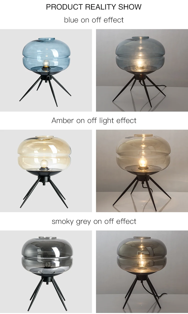 lcj t038 high quality indoor energy saving blue and black iron glass e27 desk light table lamp-3