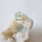 Natural Stone Earring Manufacturer Earring 925 Silver Minimalist Natural Stone Rainbow Quartz Stud Earring