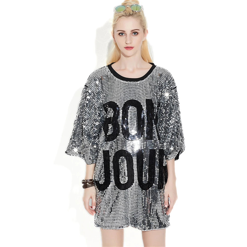 Buy T Shirt Dress,Sequin Dress,Hip Hop 