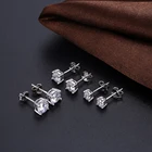 Cz 925 Silver Stud Earrings Silver 925 Silver Stud Earring 2SHE Custom 2-8mm Single Round Cz 925 Sterling Silver Cubic Zirconia Stud Earrings