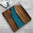 Resin And Wood Tray 2019 Hot Sale Wood Breakfast Tray Epoxy Resin Blue River Tray Square Serving Tray