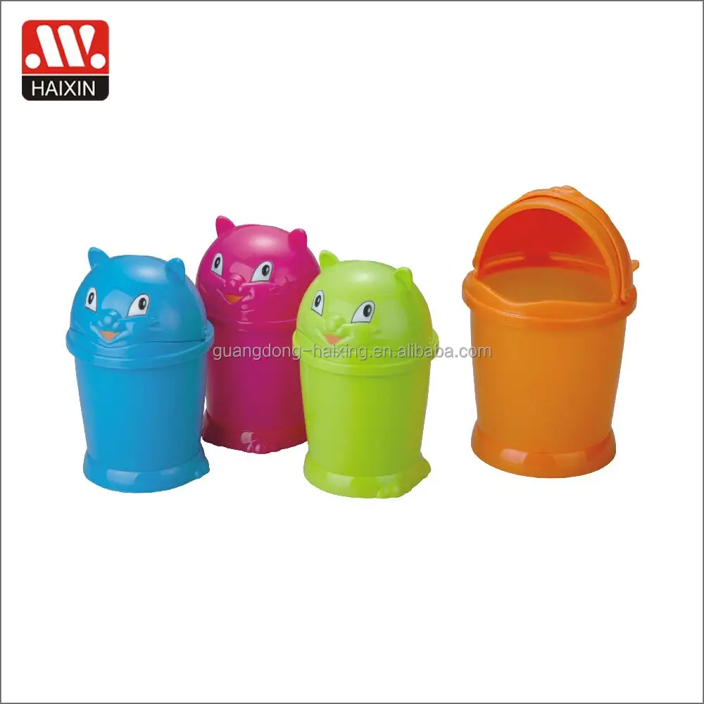 Haixing Hot Sale Plastic Cute Garbage bin with Cat Shaped Lid Dustbin Small Desk Waste Bin