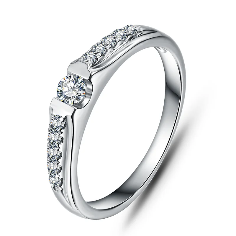 White Gold Plated Sterling Silver Engagement Ring with Clear Cubic Zirconia