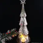 Light Christmas LED Light Glass Christmas Tree Decoration With Pine Tree Inside