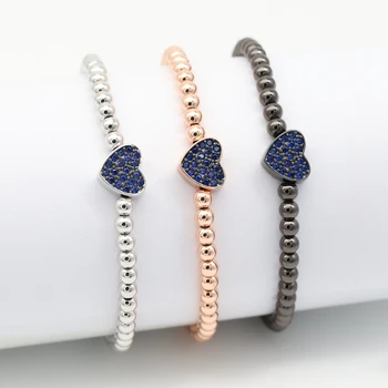 Royal blue Heart Beaded CZ Bracelets Jewelry