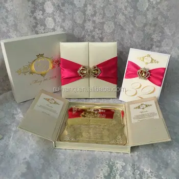 hot sale luxury silk box wedding invitation cards with ribbons and rhinestone brooches