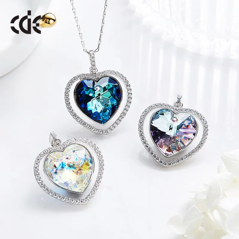 Heart Of Ocean 925 Sterling Silver Earring Necklace Jewelry Set