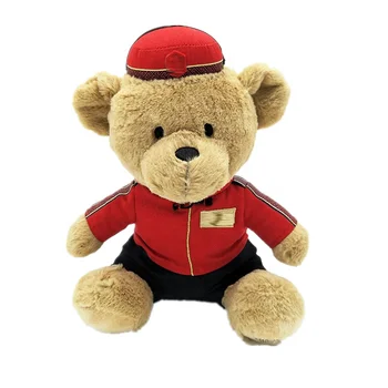 Hotel Teddy bear with Red clothes promotional Gift Stuffed Plush Teddy bear toys