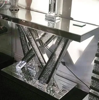 Newest style mirrored crushed diamond wall console table