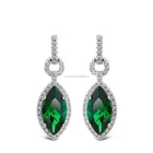 Stone Jewellery Jewelry Emerald Glass Stone 925 Sterling Silver Jewellery Drop Earrings Women Custom Jewelry