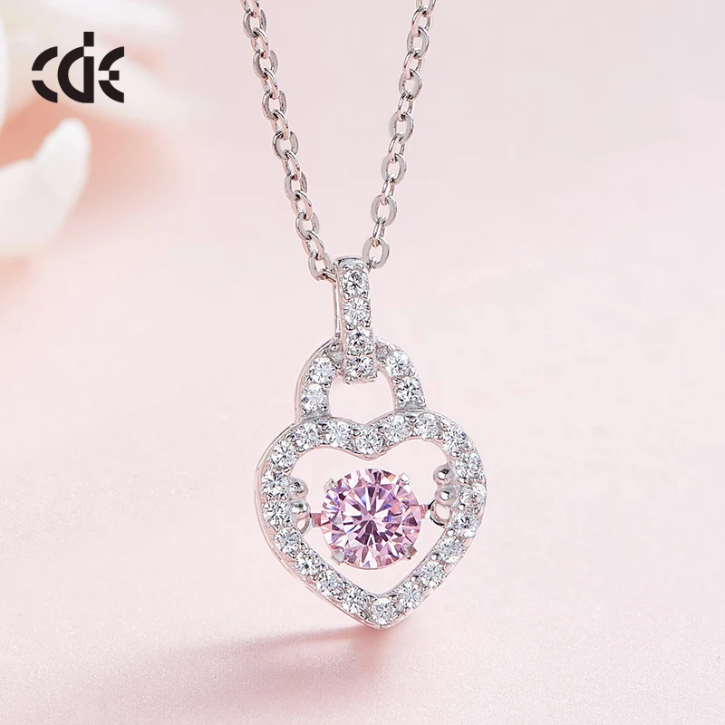 Wholesale Silver Pink Jewelry Crystal Heart Shaped Necklaces
