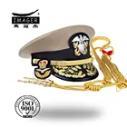 Cap Belt Fitted Military Band Officer Cap With Metal Cap Wind Belt