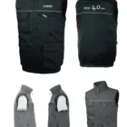 Working Uniform Vest Work Vest Custom Gray Utility Reporter Multi Pocket RPET Mens Working Uniform Cargo Vest