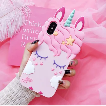 3D Cartoon Unicorn Soft Silicone Phone Case For iphone X 8 7 6 6s plus XS XR XS Max Cute Horse Case Rubber Bunny Cover