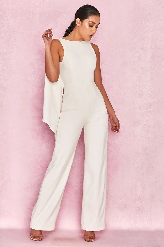 Women Clothing White Cape Elegant Fashion Jumpsuits Women 2019