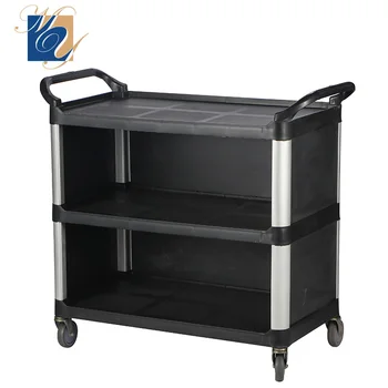 Hotel Restaurant Service Cart Detachable Multi Purpose Three Layer Plastic Food Trolley Dining Cart For Hotel