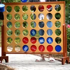4 Games Wooden PERFECT Natural Varnished Wooden Giant Connect 4 Game With 42 Printed Plastic Chips