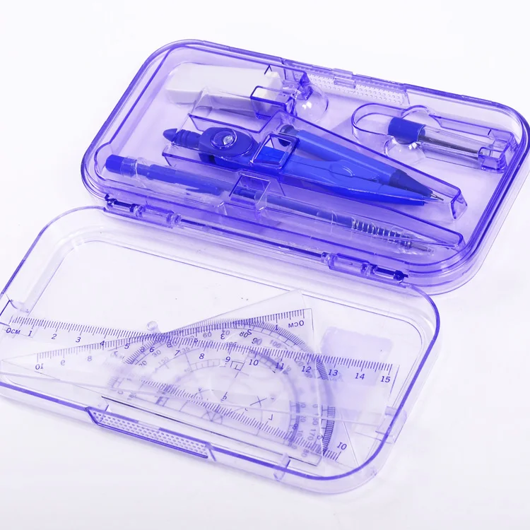 Wholesale B2c 8pcs Student Compass Math School Geometry Box