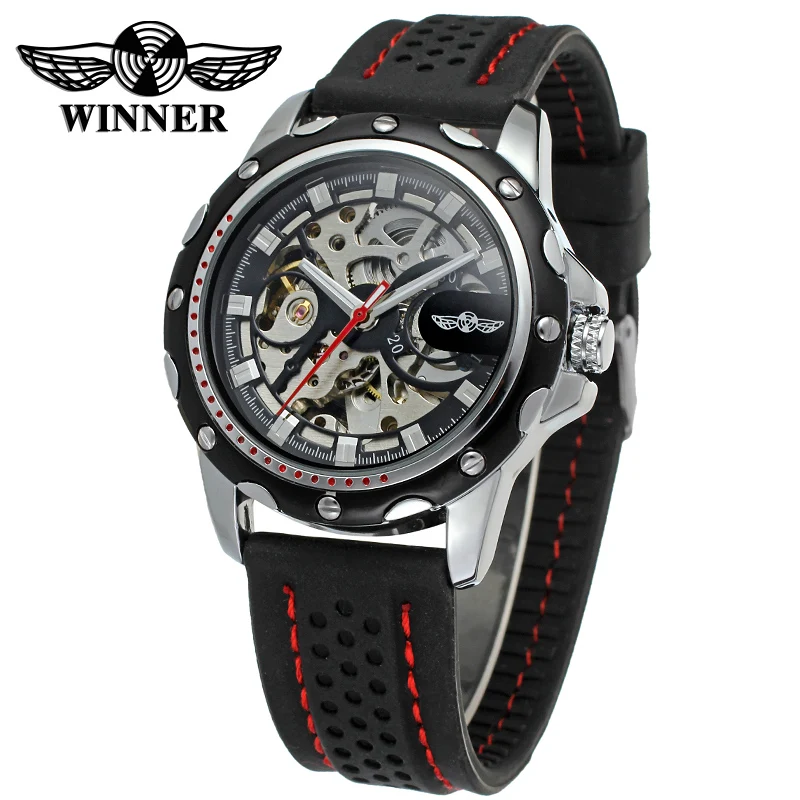 Silicone Band T- Winner China Factory Forsining Male Watches 