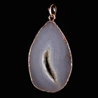 Agate Pendant Natural Stone Grey Color Geode Agate Slice Druzy Pendant Wholesale 5 Pieces