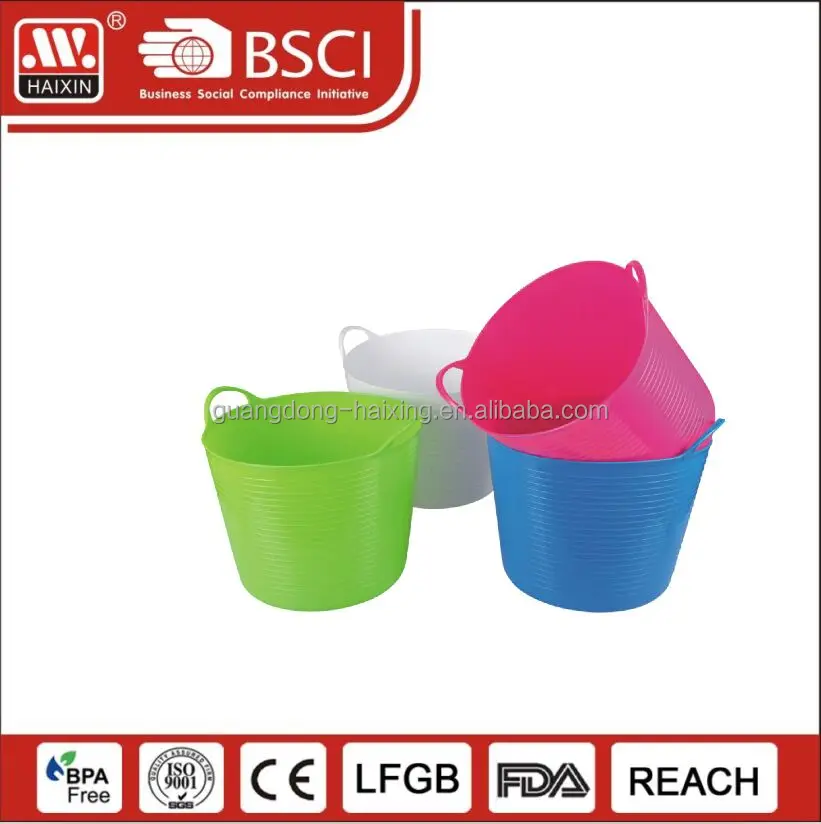 China wholesale large 20liter basin clear cheap decorative plastic bucket with lid