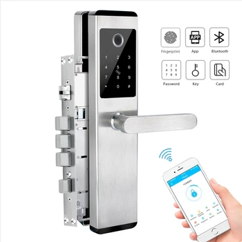 Stainless Steel Security Electronic Smart Biometric Fingerprint Door Lock With BLE Wifi TTlock App for Home