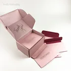Gold Custom Gold Foil Logo Pantone Colored Corrugated Paper Pink Cosmetic Packing Lashes Shipping Box With Thank You Gift Envelope