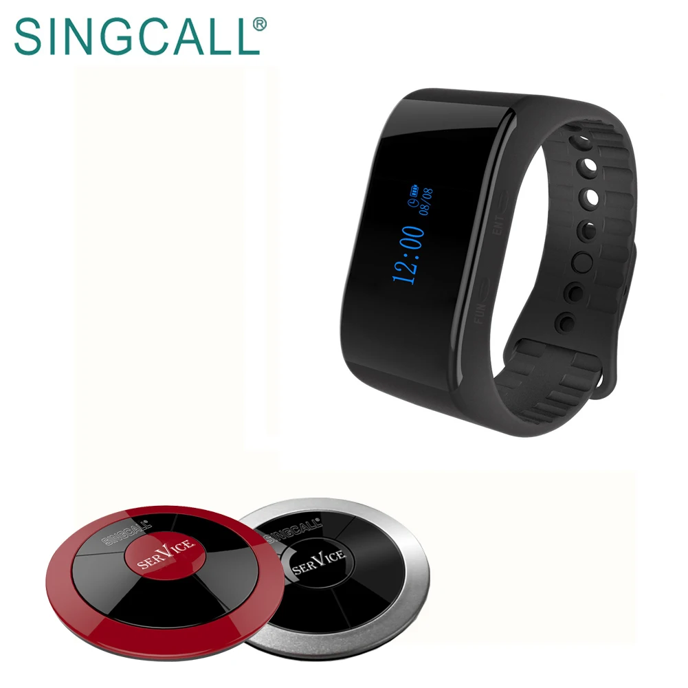 SINGCALL Wireless Calling System Silver Single Call Button,Call Waiter System 