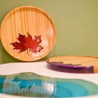 Table Epoxy Coffee Table Low Price Solid Wood Round Coffee Table Maple Leaf Shaped Epoxy Resin Table