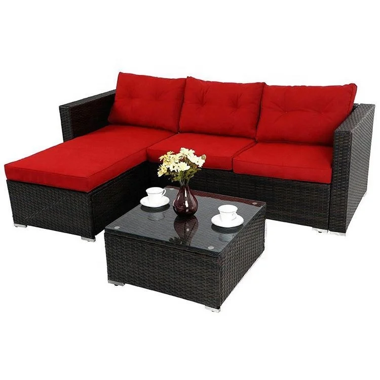 product 5pcs wicker corner sofa set furniture outdoor rattan furniture with waterproof cushion-4