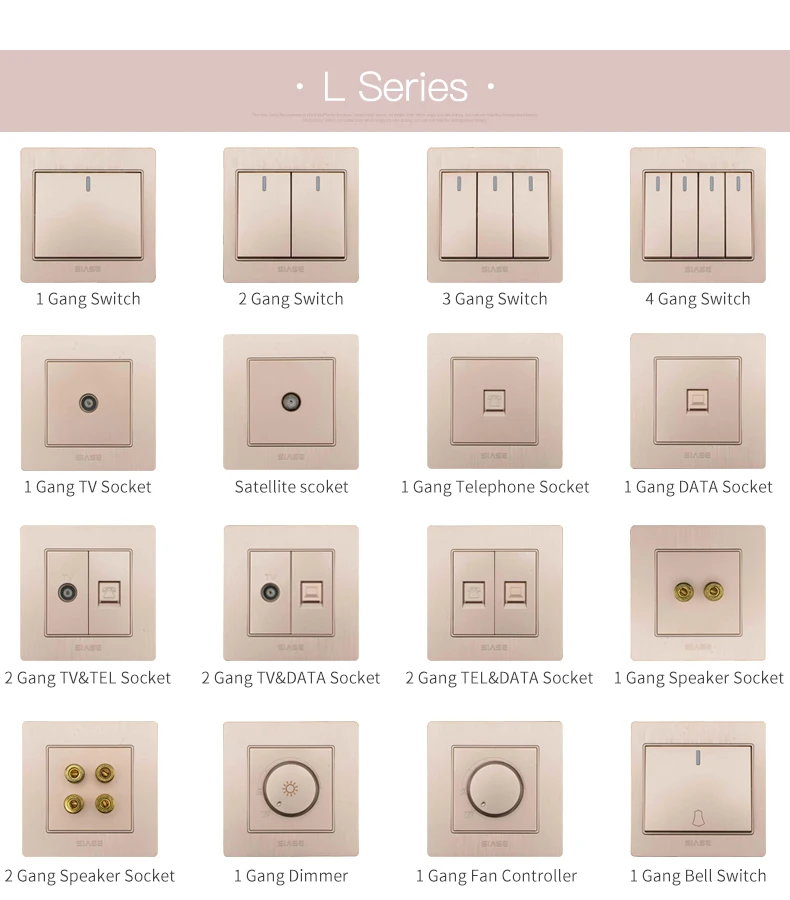 SIASE 86MM 1 GANG gold electrical single blank wall switch plate