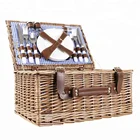 Gift Wicker Basket Picnic Romantic Picnic Time Hamper Basket Set 4 Person Camping Gift